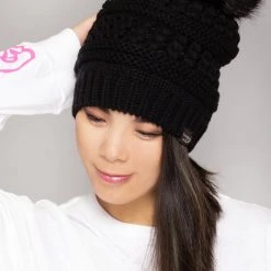 LA Style Rush Pom Knit Beanie In Black The Great Fantastic 6 LA Style Rush Pom Knit Beanie In Black The Great Fantastic
