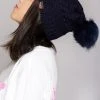 LA Style Rush The Great Fantastic Pom Knit Beanie In Navy 1 LA Style Rush The Great Fantastic Pom Knit Beanie In Navy