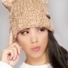 LA Style Rush The Great Fantastic Teddy Bear Knit Beanie In Camel 1 LA Style Rush The Great Fantastic Teddy Bear Knit Beanie In Camel
