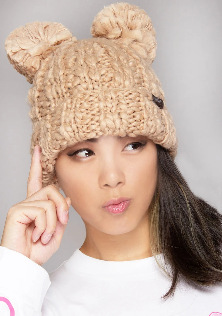 LA Style Rush The Great Fantastic Teddy Bear Knit Beanie In Camel 3 LA Style Rush The Great Fantastic Teddy Bear Knit Beanie In Camel