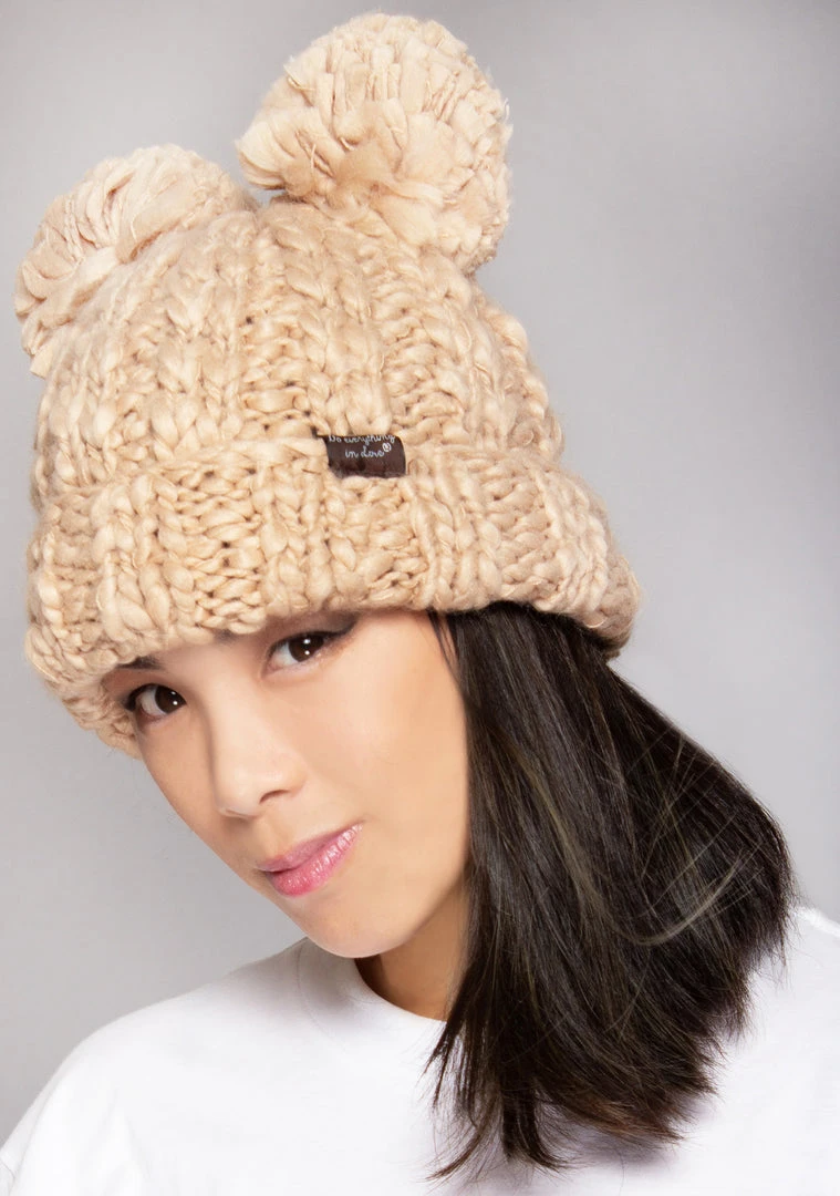 LA Style Rush The Great Fantastic Teddy Bear Knit Beanie In Camel 4 LA Style Rush The Great Fantastic Teddy Bear Knit Beanie In Camel