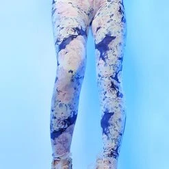 LA Style Rush La Vida Flor Leggings In Purple Floral Women's Festival