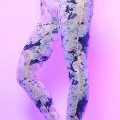 LA Style Rush La Vida Flor Leggings In Purple Floral Women's Festival 6 LA Style Rush La Vida Flor Leggings In Purple Floral Women's Festival