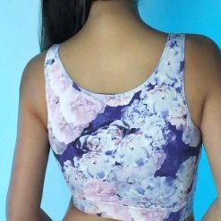 LA Style Rush Women's Festival La Vida Flor Bra Top In Purple Floral