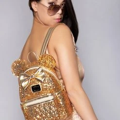 Loungefly X LASR Exclusive Disney Yellow Gold Sequin Minnie Mini Backpack LASR Exclusives