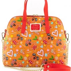 Loungefly X Disney Mickey Minnie Gingerbread AOP Crossbody Bag