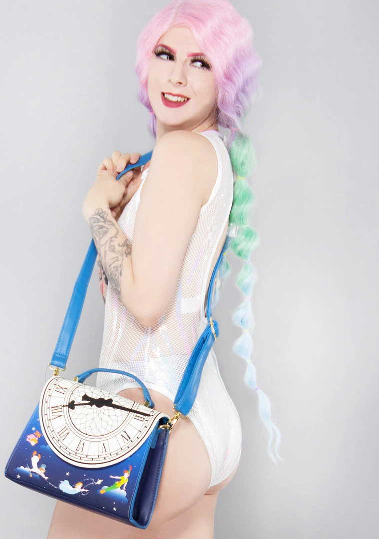 Loungefly X Disney Peter Pan Glow Clock Crossbody Bag New 3 Loungefly X Disney Peter Pan Glow Clock Crossbody Bag New