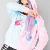 Loungefly Women's Festival X Disney Sleeping Beauty Make It Pink Blue Crop Hoodie 2 Loungefly Women's Festival X Disney Sleeping Beauty Make It Pink Blue Crop Hoodie