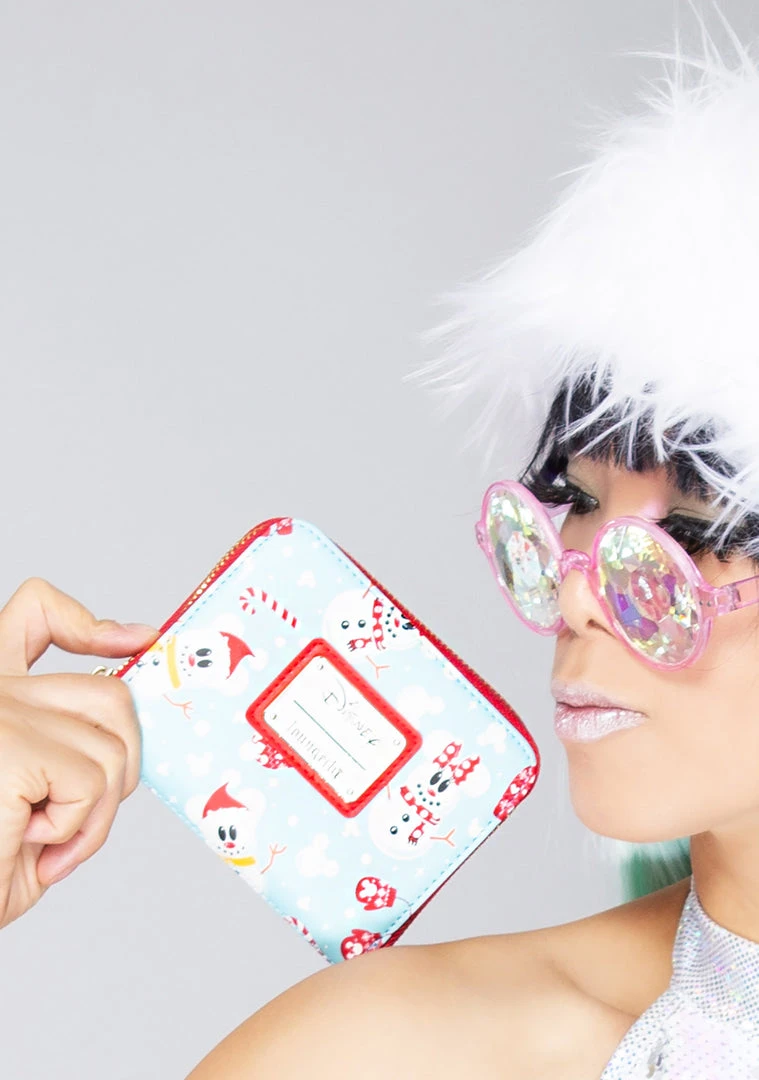 Loungefly X Disney Mickey Minnie Snowman AOP Zip Around Wallet Bags 3 Loungefly X Disney Mickey Minnie Snowman AOP Zip Around Wallet Bags