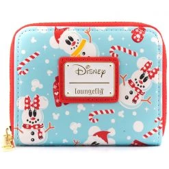 Loungefly X Disney Mickey Minnie Snowman AOP Zip Around Wallet Bags