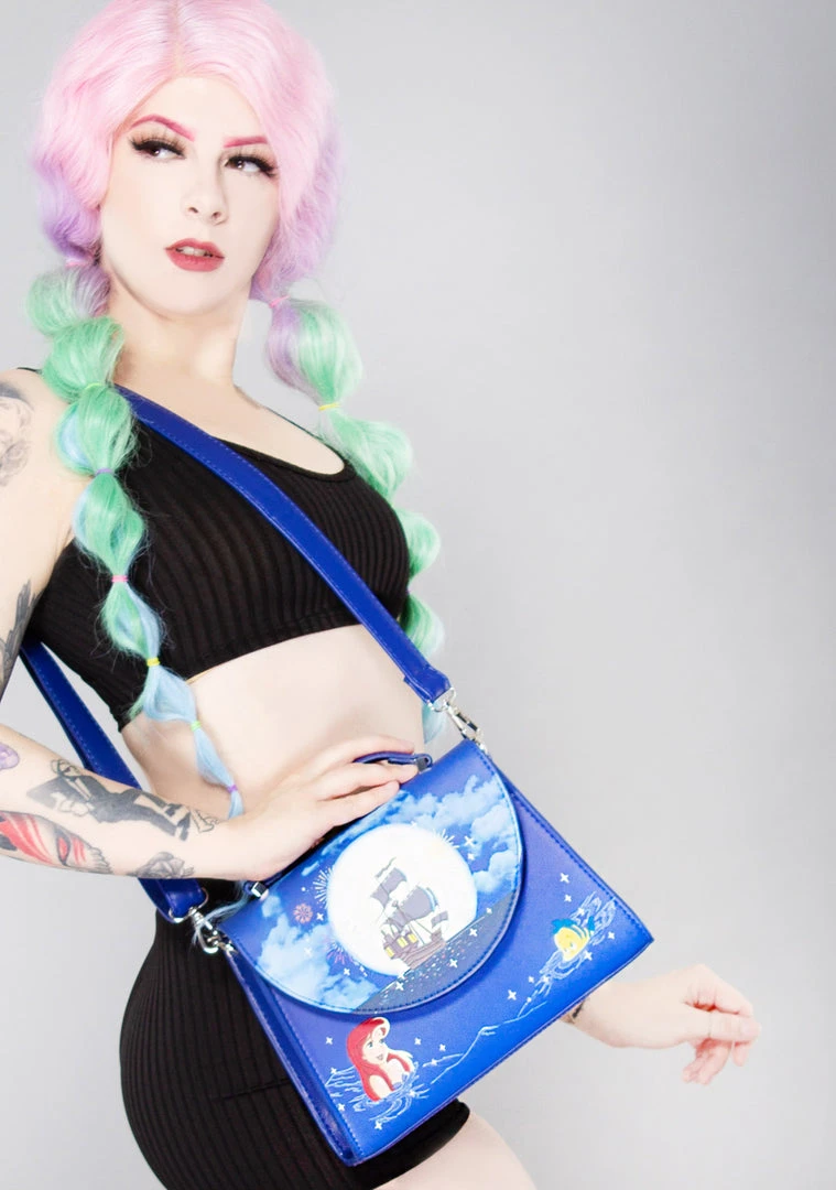 Loungefly New X Disney The Little Mermaid Ariel Fireworks Glow Crossbody Bag 3 Loungefly New X Disney The Little Mermaid Ariel Fireworks Glow Crossbody Bag
