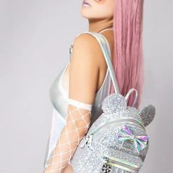 Loungefly New X LASR Exclusive Disney Holographic Sequin Minnie Mini Backpack