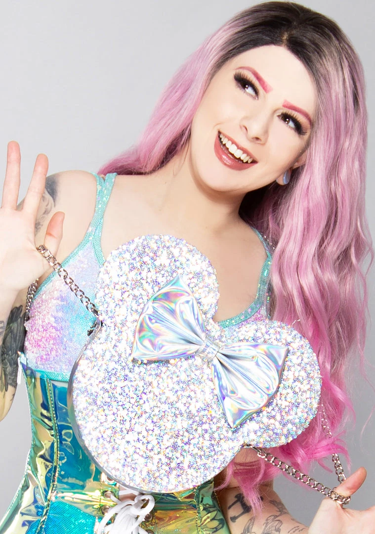 Loungefly New X LASR Exclusive Disney Holographic Minnie Sequin Crossbody Bag 4 Loungefly New X LASR Exclusive Disney Holographic Minnie Sequin Crossbody Bag