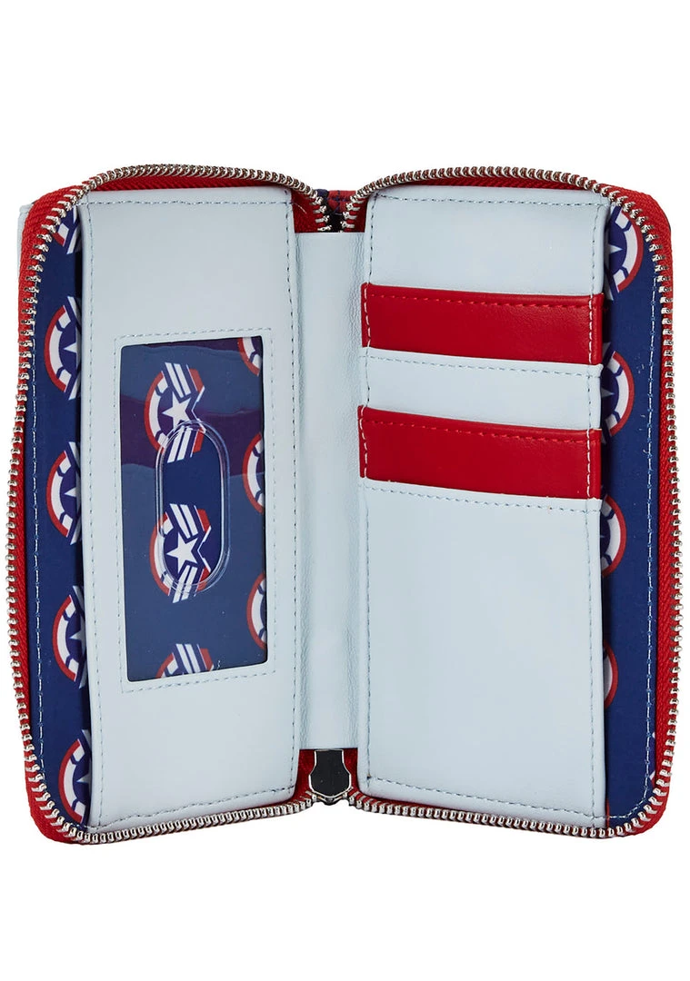 Loungefly X Marvel Falcon Captain America Cosplay Zip Around Wallet 7 Loungefly X Marvel Falcon Captain America Cosplay Zip Around Wallet