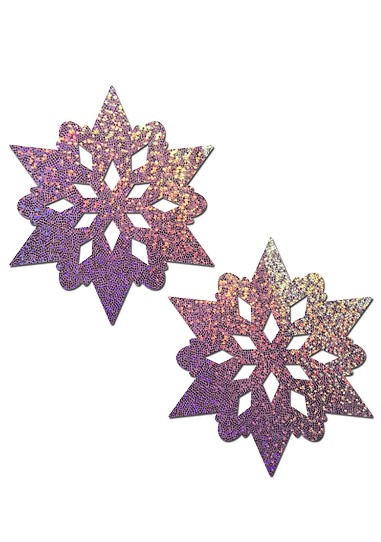 Pastease Accessories Glitter Snowflake Nipple Pasties In Lilac 4 Pastease Accessories Glitter Snowflake Nipple Pasties In Lilac