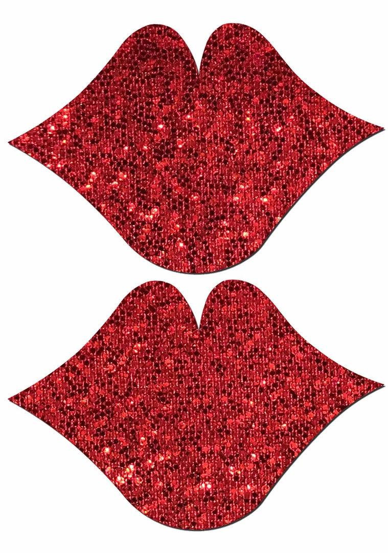 Pastease Accessories Kisses Glittering Lip Nipple Pasties In Red 4 Pastease Accessories Kisses Glittering Lip Nipple Pasties In Red