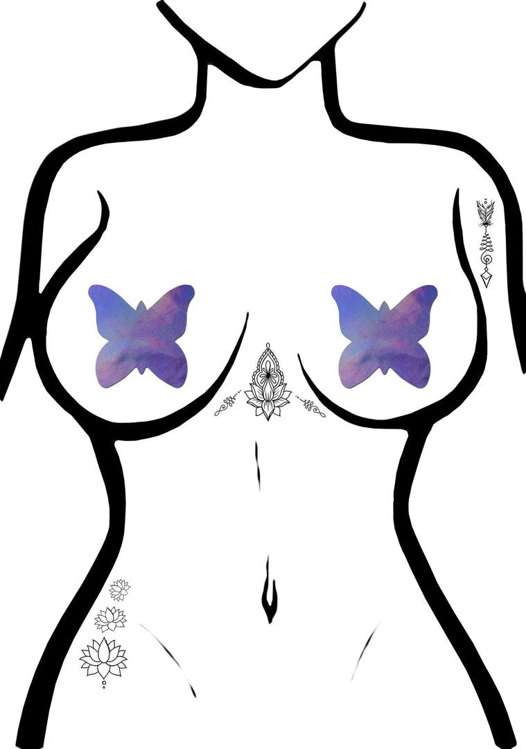 Pastease Monarch Holographic Butterfly Nipple Pasties In Lavender Accessories 3 Pastease Monarch Holographic Butterfly Nipple Pasties In Lavender Accessories