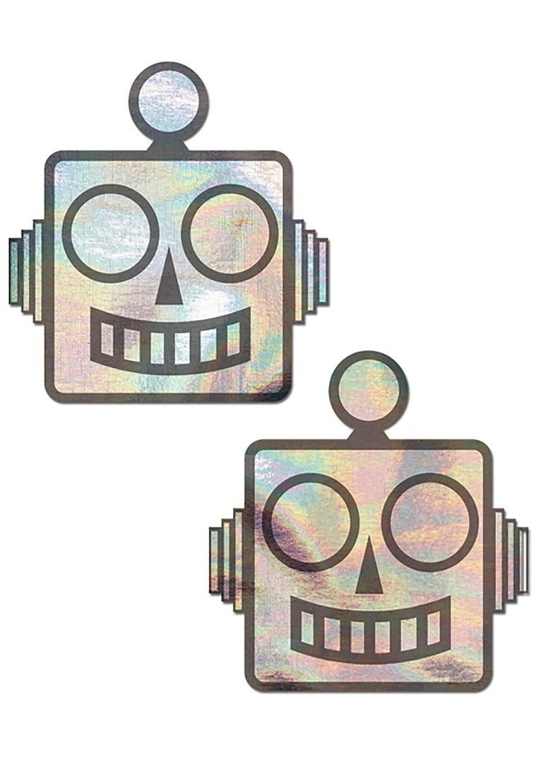 Pastease Holographic Robot Nipple Pasties In Silver Accessories 4 Pastease Holographic Robot Nipple Pasties In Silver Accessories