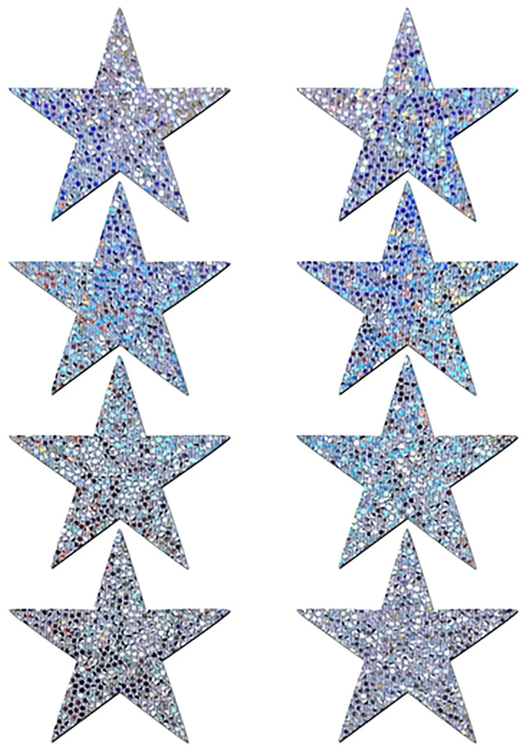 Pastease Accessories Body Minis Silver Glitter Star Nipple & Body Pasties 8PK Set 4 Pastease Accessories Body Minis Silver Glitter Star Nipple & Body Pasties 8PK Set