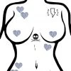 Pastease Body Minis Silver Glitter Heart Nipple & Body Pasties 8PK Set Accessories 2 Pastease Body Minis Silver Glitter Heart Nipple & Body Pasties 8PK Set Accessories