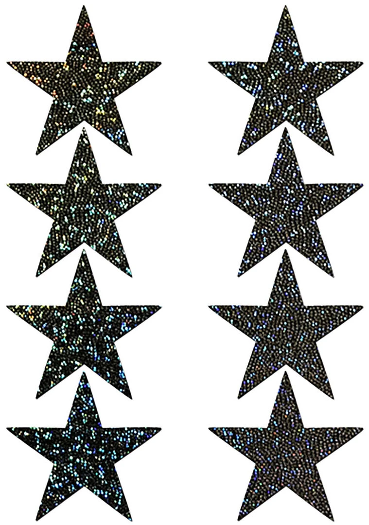 Pastease Accessories Body Minis Black Glitter Star Nipple & Body Pasties 8PK Set 4 Pastease Accessories Body Minis Black Glitter Star Nipple & Body Pasties 8PK Set