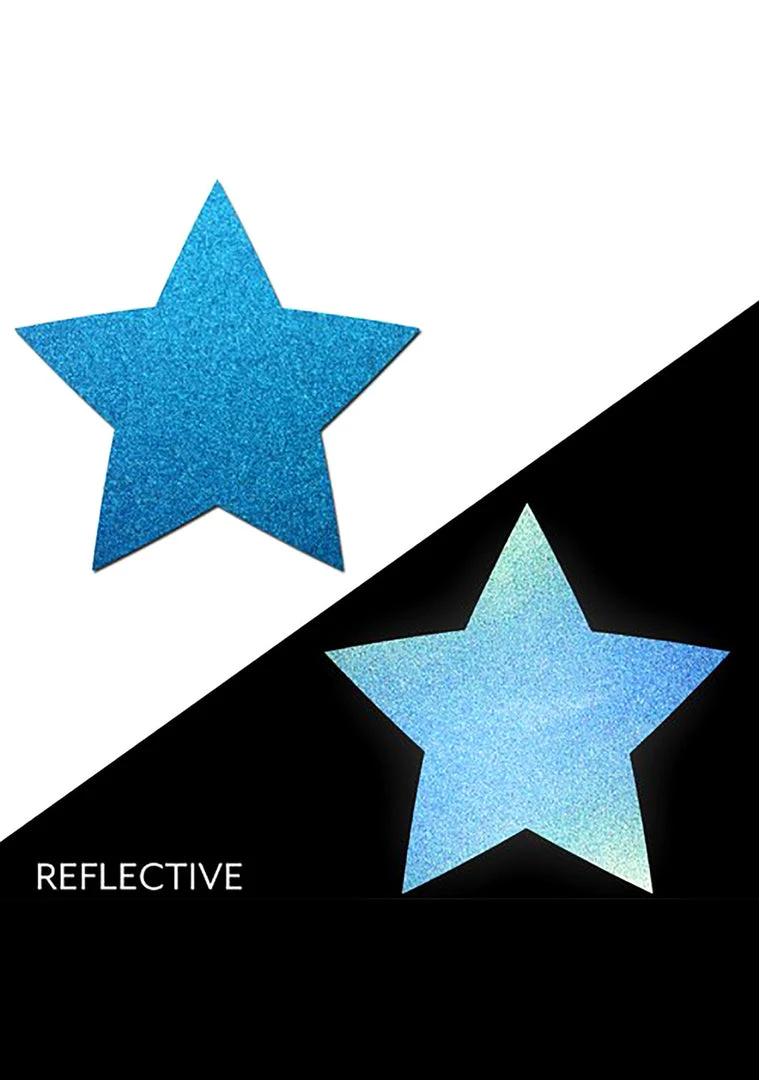Pastease Reflective Star Nipple Pasties In Blue 4 Pastease Reflective Star Nipple Pasties In Blue