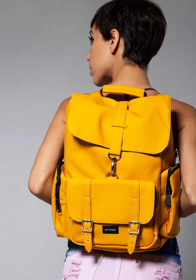 Spiral Chelsea City Backpack In Mustard Yellow 3 Spiral Chelsea City Backpack In Mustard Yellow