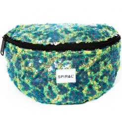 Spiral Infinity Reef Sequin Bum Bag In Blue/Green