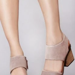 TOMS Majorca Suede Block Sandals In Taupe Grey Shoes