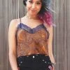 UNIQ Floral Lace Crop Tank Top In Camel Women's Festival 1 UNIQ Floral Lace Crop Tank Top In Camel Women's Festival