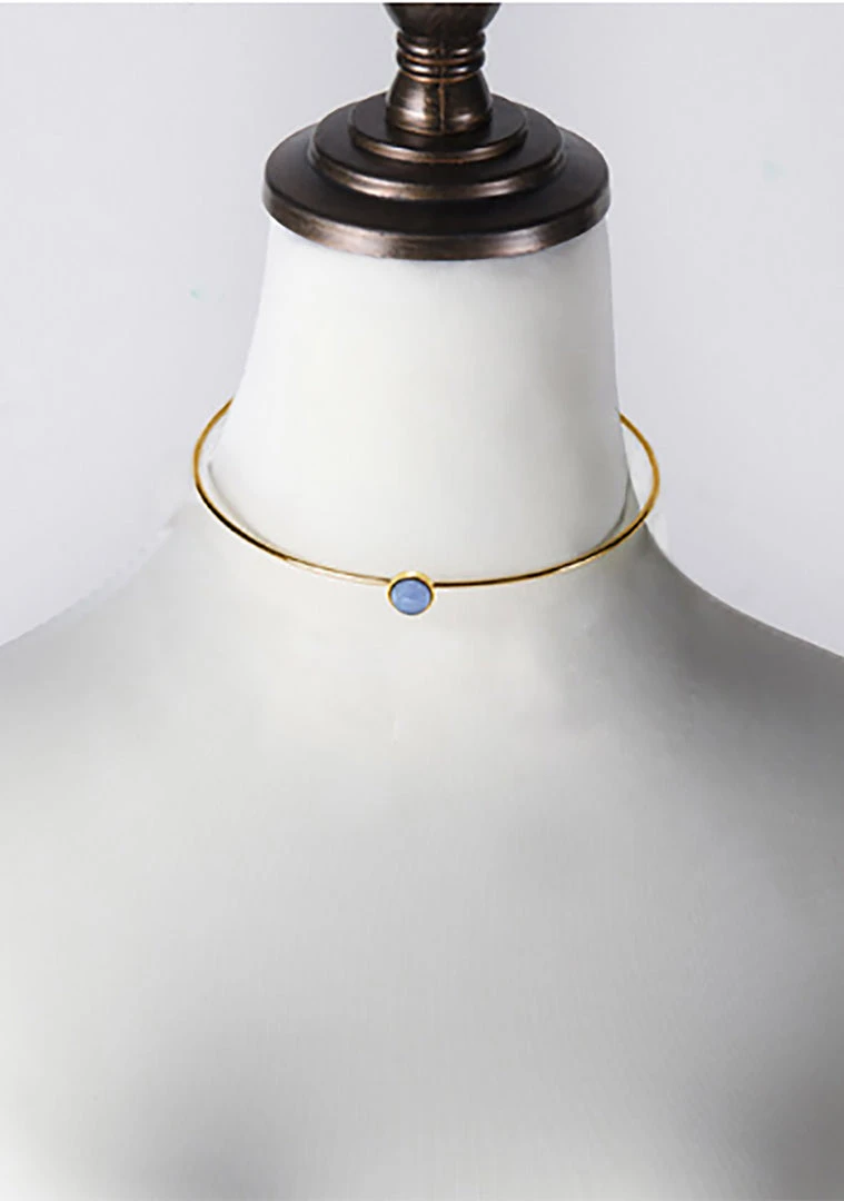 Wanderlust + Co Mia Choker In Gold/Sky 4 Wanderlust + Co Mia Choker In Gold/Sky