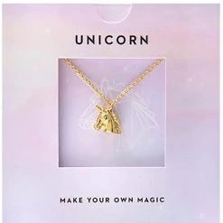 Wanderlust + Co Emoji Unicorn Necklace In Gold Accessories