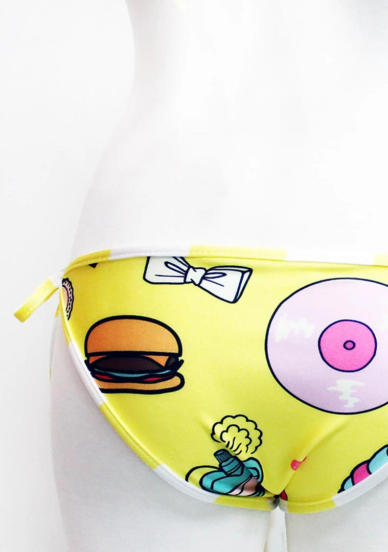 WILDFOX Swim Emoji Print Reversible Classic String Bikini Bottom Women's Festival 4 WILDFOX Swim Emoji Print Reversible Classic String Bikini Bottom Women's Festival