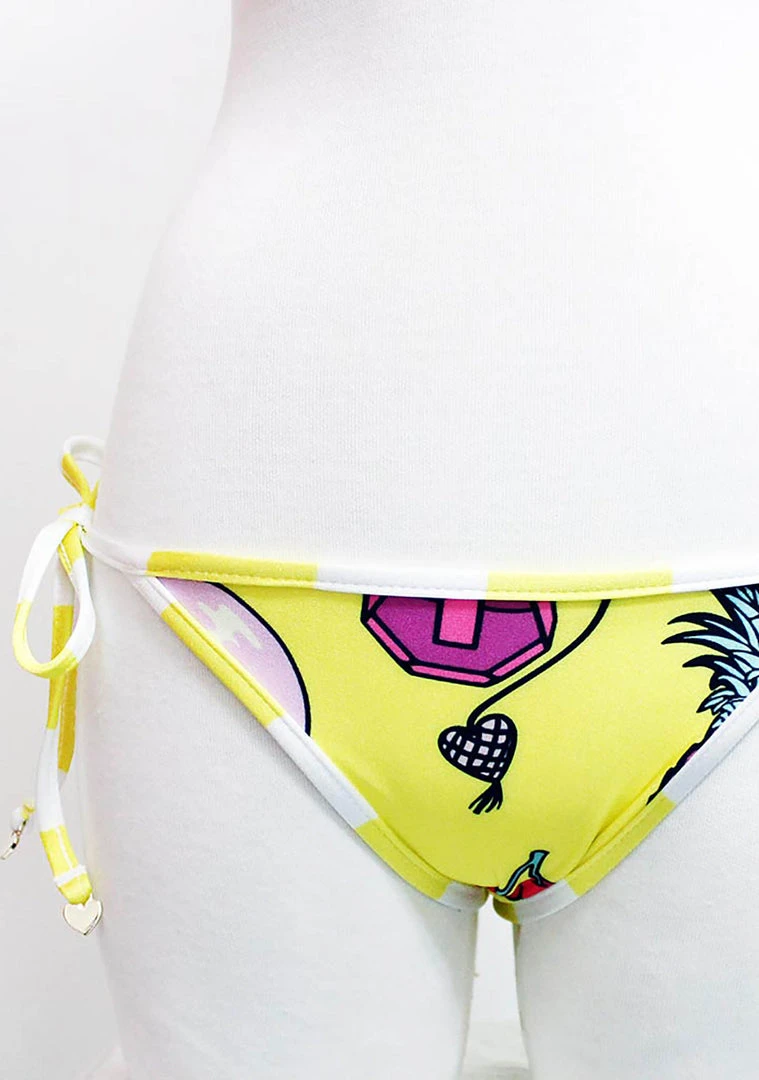 WILDFOX Swim Emoji Print Reversible Classic String Bikini Bottom Women's Festival 3 WILDFOX Swim Emoji Print Reversible Classic String Bikini Bottom Women's Festival