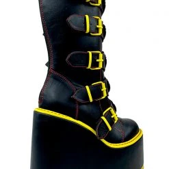 Y.R.U. New Dune Biohazard Platform Boots In Black/Yellow