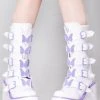 Y.R.U. Dune Butterfly Platform Boots In White Lavender New