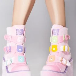 Y.R.U. Mad World Dune Lo Care Bears Platform Boots In Pink
