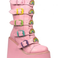 Y.R.U. Dune Rainbow Platform Boots In Pastel Pink 11 Y.R.U. Dune Rainbow Platform Boots In Pastel Pink
