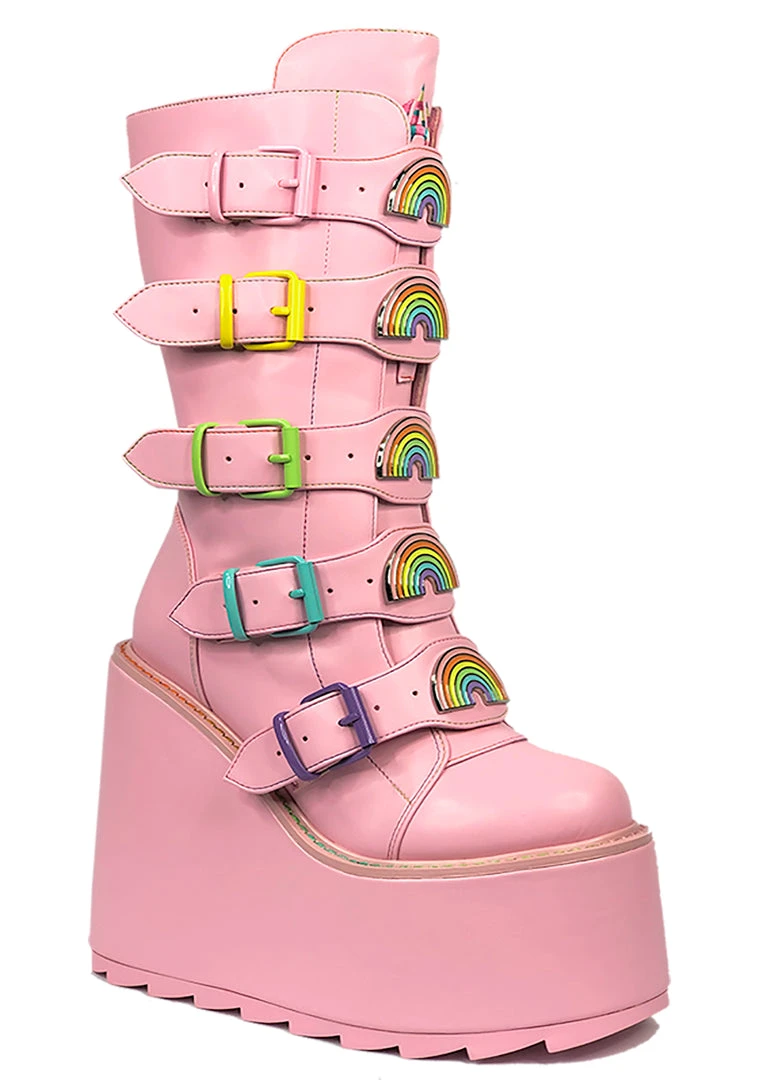 Y.R.U. Dune Rainbow Platform Boots In Pastel Pink 6 Y.R.U. Dune Rainbow Platform Boots In Pastel Pink