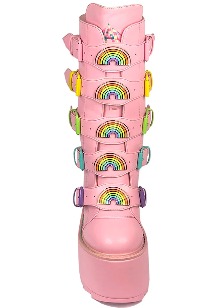 Y.R.U. Dune Rainbow Platform Boots In Pastel Pink 7 Y.R.U. Dune Rainbow Platform Boots In Pastel Pink