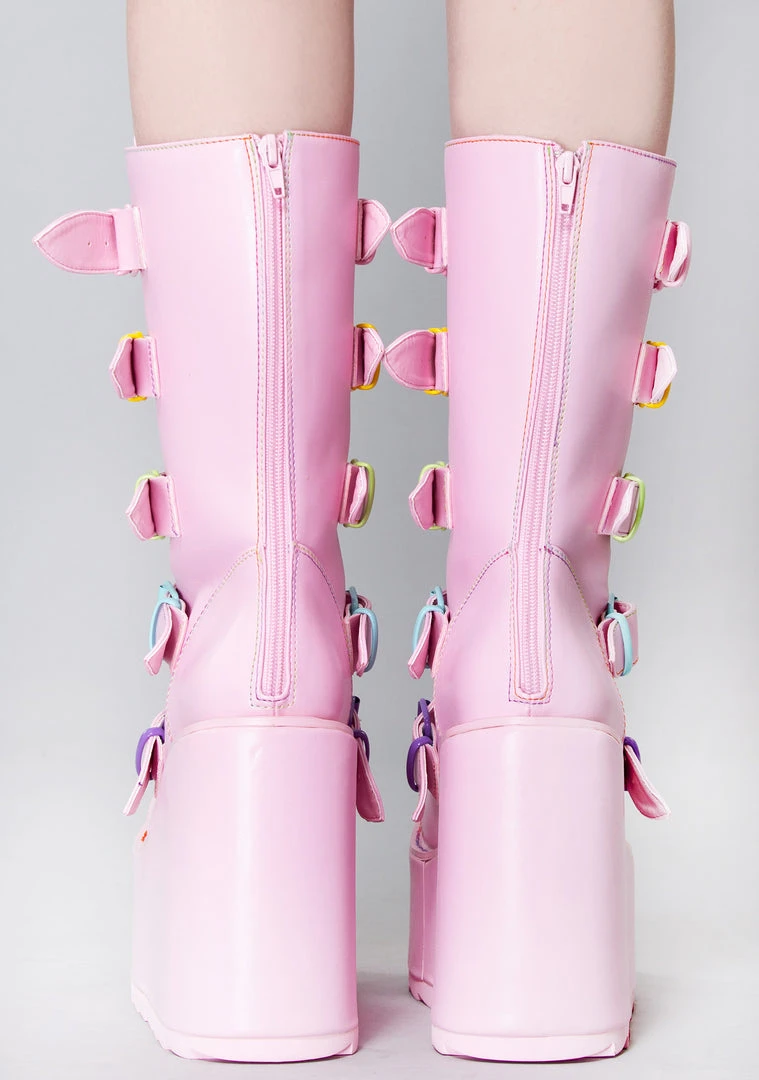 Y.R.U. Dune Rainbow Platform Boots In Pastel Pink 5 Y.R.U. Dune Rainbow Platform Boots In Pastel Pink