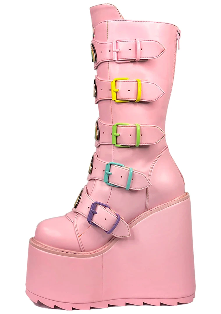 Y.R.U. Dune Rainbow Platform Boots In Pastel Pink 8 Y.R.U. Dune Rainbow Platform Boots In Pastel Pink