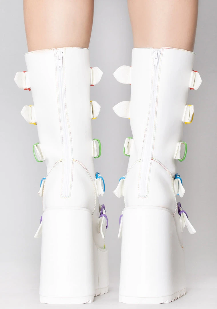 Y.R.U. Dune Rainbow Platform Boots In White Shoes 5 Y.R.U. Dune Rainbow Platform Boots In White Shoes