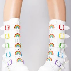 Y.R.U. Dune Rainbow Platform Boots In White Shoes