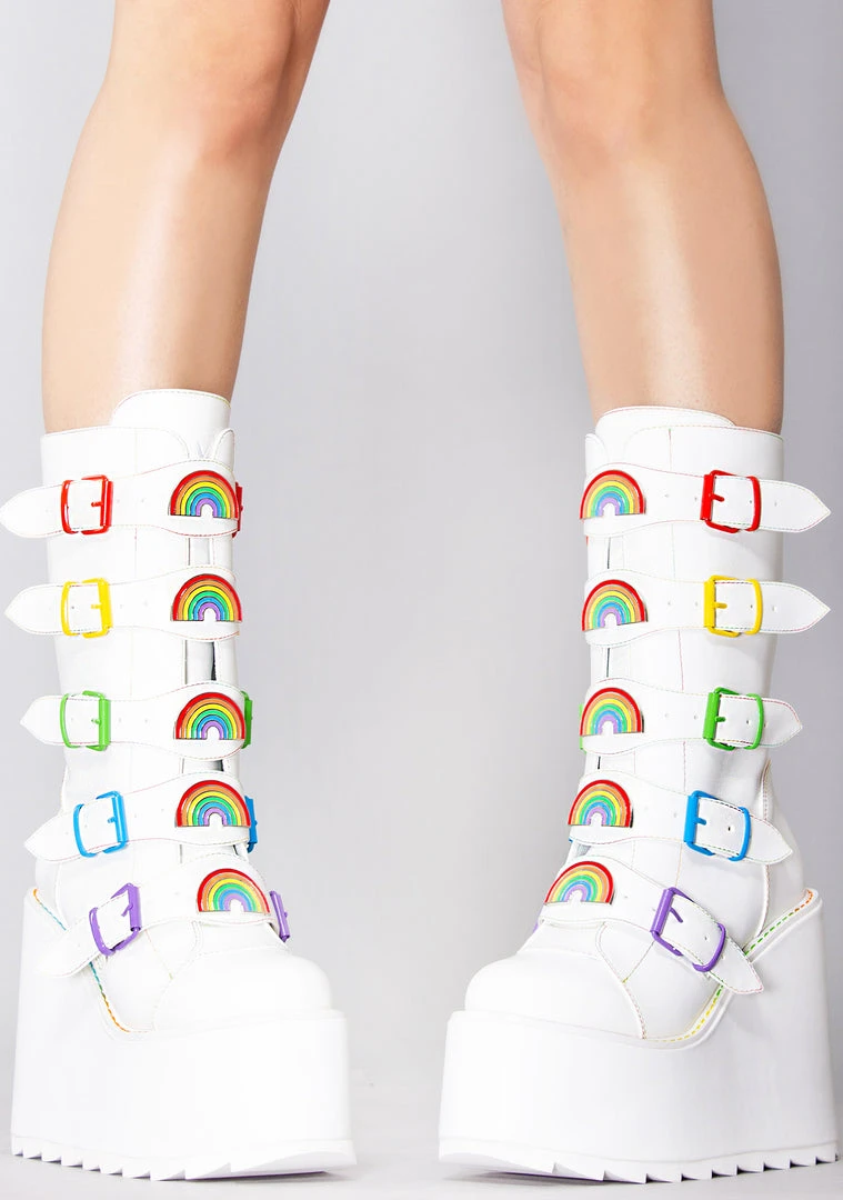 Y.R.U. Dune Rainbow Platform Boots In White Shoes 3 Y.R.U. Dune Rainbow Platform Boots In White Shoes