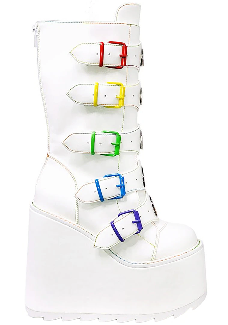 Y.R.U. Dune Rainbow Platform Boots In White Shoes 7 Y.R.U. Dune Rainbow Platform Boots In White Shoes