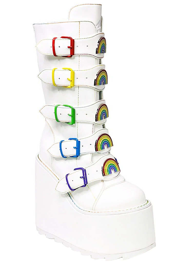 Y.R.U. Dune Rainbow Platform Boots In White Shoes 6 Y.R.U. Dune Rainbow Platform Boots In White Shoes