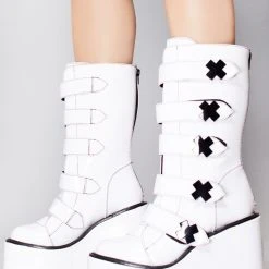 Y.R.U. Dune Strapped X Platform Boots In Storm TT