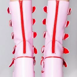 Y.R.U. Dune Strawberry Platform Boots In Pink Red 10 Y.R.U. Dune Strawberry Platform Boots In Pink Red