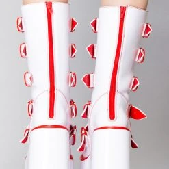 Y.R.U. Shoes Dune Strawberry Platform Boots In White/Red 10 Y.R.U. Shoes Dune Strawberry Platform Boots In White/Red